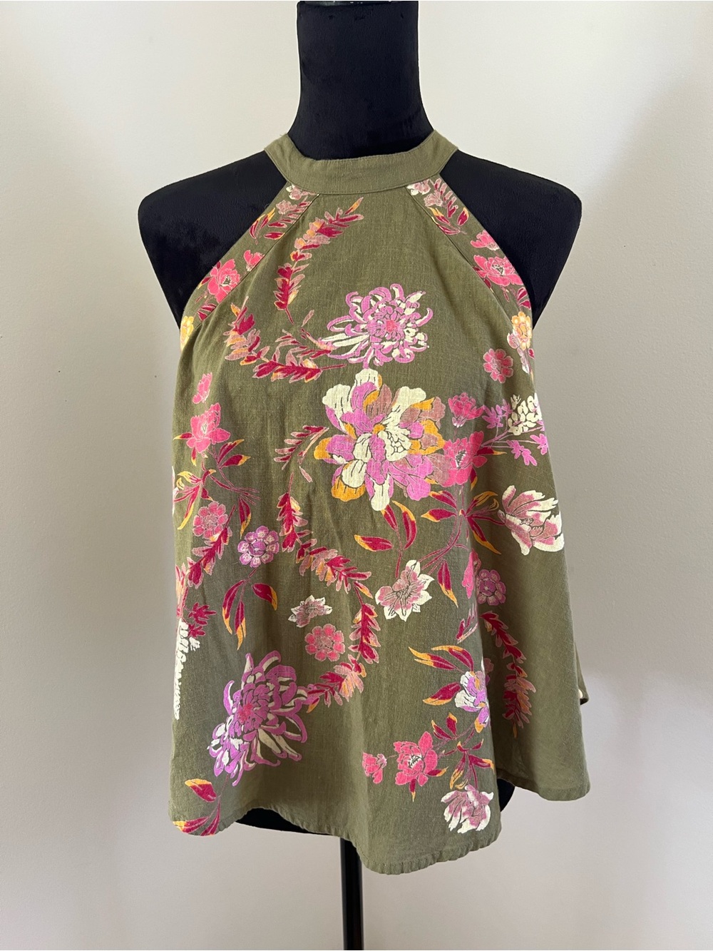Free People Emily Floral Handkerchief Halter Top